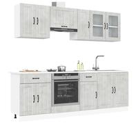 AJJHUUKI Lucca - Juego de muebles de cocina de 8 piezas, color gris hormigón, muebles de madera, armarios y almacenamiento, armarios de cocina