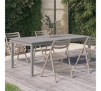 AJJHUUKI Mesa de jardín gris 200 x 100 x 75 cm, madera maciza de acacia, muebles de exterior, mesas de exterior