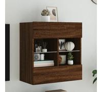 AJJHUUKI Mueble de pared para TV con luces LED, roble marrón, 58,5 x 30 x 60,5 cm, muebles, centros de entretenimiento y soportes de TV
