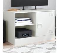 AJJHUUKI Mueble de TV blanco 67 x 39 x 44 cm, muebles de acero, centros de entretenimiento y soportes de TV