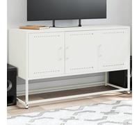AJJHUUKI Mueble de TV blanco de 100,5 x 39 x 60,5 cm, muebles de acero, centros de entretenimiento y soportes de TV