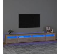 AJJHUUKI Mueble de TV con luces LED, roble Sonoma, 270 x 35 x 40 cm, muebles, centros de entretenimiento y soportes de TV