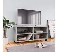 AJJHUUKI Mueble de TV con ruedas, color gris hormigón, 90 x 35 x 35 cm, muebles de madera, centros de entretenimiento y soportes de TV