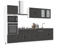 AJJHUUKI Porto - Juego de muebles de cocina de 7 piezas, color negro, muebles de madera, armarios y almacenamiento, armarios de cocina