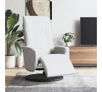 AJJHUUKI Sillas con brazos, reclinables y sillas para dormir, sillón reclinable de masaje con reposapiés, piel sintética blanca