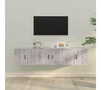 AJJHUUKI Sonoma - Juego de 3 armarios para TV, muebles de madera, centros de entretenimiento y soportes de TV color gris