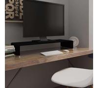 AJJHUUKI Soporte elevador para televisor/monitor de cristal, color negro, 90 x 30 x 13 cm, centros de entretenimiento y soportes de TV