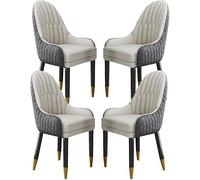AJKKYFBI Dining Chai YXCUIDP - Juego de 4 sillas de comedor de cuero de microfibra para cocina, sala de estar, salón, dormitorio, balcón, sofá, silla de madera maciza, color café + naranja (gris