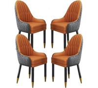 AJKKYFBI Dining Chai YXCUIDP - Juego de 4 sillas de comedor de cuero de microfibra para cocina, sala de estar, salón, dormitorio, balcón, sofá, silla de madera maciza, color café + naranja (gris