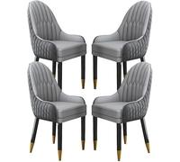 AJKKYFBI Dining Chai YXCUIDP - Juego de 4 sillas de comedor de cuero de microfibra para cocina, sala de estar, salón, dormitorio, balcón, sofá, silla de madera maciza, color café + naranja (gris