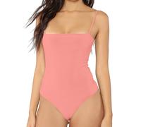 AJMDGW Body con Tirantes Finos Ajustables y Camisola sin Espalda con Cuello Cuadrado for Mujer(Coral Pink,M)