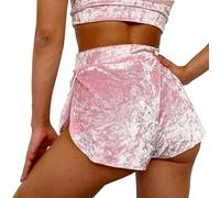 AJMDGW Women's Velvet Booty Yoga Shorts Gym Workout Dance Hot Pants Athletic Butt Lifting Sports Leggings(Pink,M)