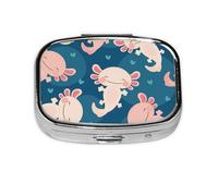 ajolote kawaii, Pastillero cuadrado para bolsillo o monedero, pequeño contenedor de pastillas, organizador de pastillas de viaje