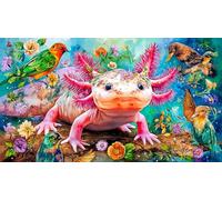 Ajolote Surrounded by Birds and Flowers Puzzle de 1000 Piezas de Papel Reciclado - Juego edugatoivo & Relajación Actividad para casa para Adultos 75x50/1000pcs