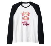 Ajolote Yoga Meditando Feliz - Diseño Kawaii Divertido Yogui Camiseta Manga Raglan