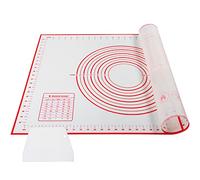 AJOXEL Tapete de Silicona para Hornear, 70 x 50 cm Estera de Repostería Grande Antideslizante Estera para Enrollar la Masa con Medidas Rascador Tapete para Pizza, Del, Pastel, Fondant, sin BPA, Rojo