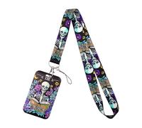 AJTUTUS Soporte para tarjetas de teléfono con diseño de calavera y cuervo con funda rígida para proteger a los estudiantes de autobús, accesorio de moda, diseño de calavera de cuervo, funda para