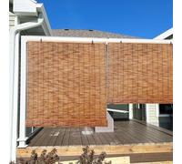 AJTXCSFOQL Persianas de bambú Personalizadas for Ventanas Interiores, persianas de bambú, persianas enrollables de bambú inalámbricas for porches Patios Traseros fáciles de Instalar(165 x 260 cm)