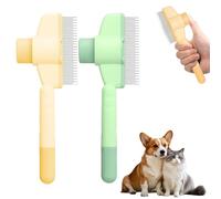 Ajuanbazha 2 Peines Autolimpiables para Gatos y Perros, Cepillo para Mascotas con Botón de Liberación, Peine Antipulgas de Acero Inoxidable para Pelo Corto y Largo, Ideal para el Aseo Diario