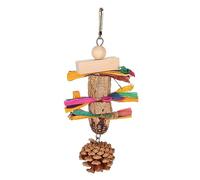 AJUNJIIL Bird Chewing Toy, For Parrots, Teeth Grinding, Relieve Boredom, Safe and, Pine Cone, Nuts, Corn Leaves, Interactive Foraging Toy, Wooden Chew Toy, Small An