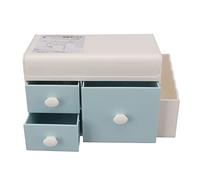 AJUNJIIL Caja de Almacenamiento de Escritorio 3 cajones contenedor de plástico Maquillaje de Complejo de invasores de Escritorio Joyas de Escritorio (Azul)