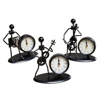 AJUNJIIL Creative Wrought Iron Alarm Clock Ornaments, Vintage Style Desk Table Clock, Home Office Decor, Unique Small Clock Ornaments In 3 Musical Styles(3 PCS)