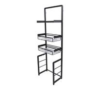 AJUNJIIL sobre la Rejilla de Inodoro Organizador de Almacenamiento de baño Ajustable Tire de diseño de diseño de diseño de diseño fácil para baños pequeños (Negro)