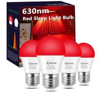 Ajuns Bombilla LED roja para dormir regulable, 100 % de bloqueo de luz azul, 630 nm, bombillas rojas de melatonina, A15 5 W E26, dormitorio, habitación del bebé, paquete de 4