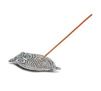 Ajuny Aluminio de Incienso Titular de Incienso Varita Diseño en Forma de Búho Quemador de con Recolector Incienso de Bandeja Acabado Plateado Accesorio de Yoga Meditación para el Hogar 12.7 cm