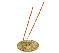 Ajuny Aluminio de Incienso Titular de Incienso Varita Quemador Redondo Plano de con Recolector Incienso de Bandeja Flores Acabado Dorado Accesorio de Yoga Meditación Decoración para el Hogar 10 cm