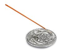 Ajuny Aluminio de Incienso Titular de Incienso Varita Quemador Redondo Plano de con Recolector Incienso de Bandeja Dragón Acabado Plateado Accesorio de Yoga Meditación Decoración para el Hogar 9.8 cm
