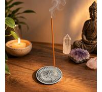 Ajuny Aluminio de Incienso Titular de Incienso Varita Quemador Redondo Plano de con Recolector Incienso de Bandeja Árbol Acabado Plateado Accesorio de Yoga Meditación Decoración para el Hogar 8 cm