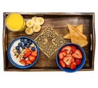 Ajuny Bandeja de madera para servir con asas de 15 pulgadas, bandeja rectangular hecha a mano con diseño celta para desayuno, mesa de café, bandeja otomana para té, aperitivos, cocina, hogar, bar