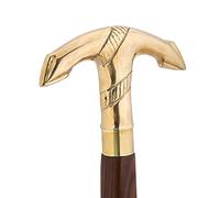 Ajuny Bastón De Madera Y Latón Diseño De Mango De Gancho Dorado Elegante