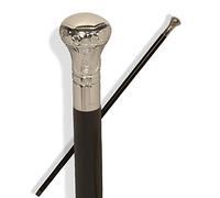 Ajuny Bastón de Paseo de Madera 91,4 cm (36") - Ligero y Elegante Unisex para Hombres, Mujeres y Personas Mayores, Empuñadura Redonda de Latón Cromado, Uso Diario y Ceremonias, Idea de Regalo