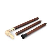 Ajuny Bastón de Paseo de Madera 91 cm - Ligero y Desmontable, Mango de Latón Artesanal, Empuñadura Ergonómica, Asta de Madera Maciza, Estilo Vintage, Ideal para Viaje, Hombres, Mujeres y Mayores