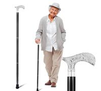 Ajuny Bastón para Hombres Mujeres Mayores Madera Antideslizantes Plegables duraderos con Mango Decorativo de latón Bastón de Madera con Acabado Plateado Bastones de Senderismo 36 Pulgadas