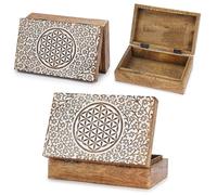 Ajuny Caja de Almacenamiento de Joyería Decorativa Hecha a mano de Madera Diseño Celta Color Blanco Multiusos Organizador de Cofre del Tesoro Soporte para de Viaje Regalos de 8 x 5 pulgadas
