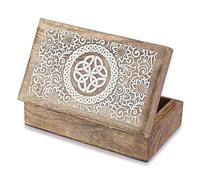 Ajuny Caja de Joyería Decorativa Hecha a Mano de Madera Cofre del Tesoro Multiusos Organizador de Almacenamiento Soporte Para Baratijas Anillo Collar Reloj Grandes Regalos, 8x5 pulgadas