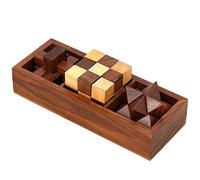 Ajuny Caja De Juegos De Rompecabezas Madera 3D con Caja De Almacenamiento