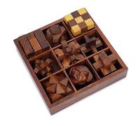 Ajuny Caja De Juegos De Rompecabezas Madera 3D con Caja De Almacenamiento