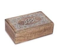 Ajuny Caja de Madera Hecha a mano para Joyas, Relojes, Collares, Anillos Caja de Almacenamiento - Hermoso Cofre del Tesoro de Recuerdo para Mujeres - 8 x 5 pulgadas