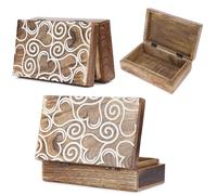 Ajuny Caja de Madera Tallada a mano para Guardar Joyas Decorativa con Diseño de Corazón Blanco y Marrón Multiusos para Guardar Collares Relojes Regalos 8x5 Pulgadas