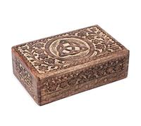 Ajuny Caja Joyero de Madera de Mango 8x5 Pulgadas, Cofre Decorativo con Nudo Trinity Celta Tallado, Caja de Recuerdos y Baratijas, Organizador de Joyas Multiusos, Regalo para Mujer y Hombre