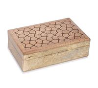 Ajuny Caja Joyero de Madera de Mango 8x5 Pulgadas, Estilo Vintage Tallado a Mano, Organizador Decorativo para Pendientes, Anillos, Collares y Pulseras, Caja de Almacenamiento de Joyas