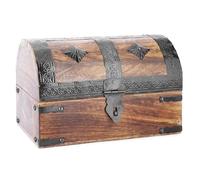 Ajuny Cofre del Tesoro de Madera de Mango Hecho a Mano 23×15×15 cm - Joyero Vintage con Conchas, Caja de Recuerdos, Organizador de Joyas y Relojes, Decoración del Hogar, Idea de Regalo