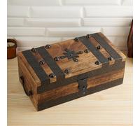 Ajuny Cofre del Tesoro de Madera Tallada a Mano Caja de Recuerdos para Almacenamiento de Joyas Decorativas Soporte para Baratijas o Caja Para Relojes de Uso Multiusos - 11x6 Pulgadas