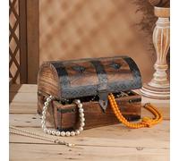 Ajuny Cofre del Tesoro de Madera Tallada a Mano Caja de Recuerdos para Almacenamiento de Joyas Decorativas Tiras de Conchas Uso Multiusos Vintage Caja de Reloj Regalos - 9x6 Pulgadas