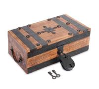 Ajuny Cofre Del Tesoro De Madera Tallada A Mano Rayas De Concha Diseño 11x6
