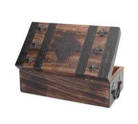 Ajuny Cofre del Tesoro Decorativo de Madera Hecho a mano de Caja de Almacenamiento de Joyas con Diseño de Tiras de Concha Soporte Multiusos para Recuerdos de Viaje Regalos - 11 x 6 pulgadas